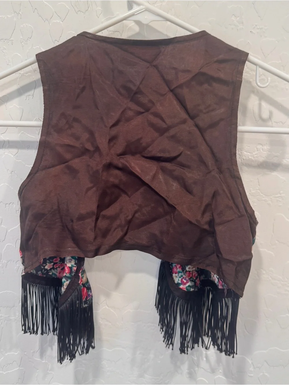 Vintage Floral Fringed Vest Girls Western Rodeo Cowgirl Maximalist Costume